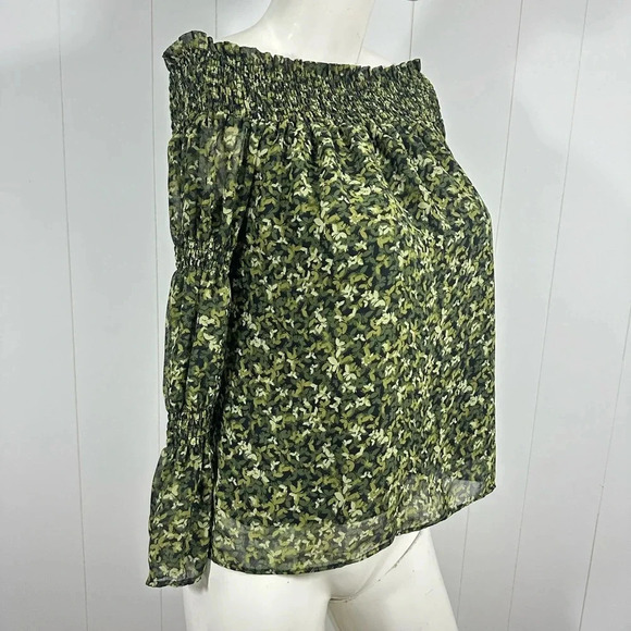 Michael Kors Tops - Michael kors green floral top open shoulder